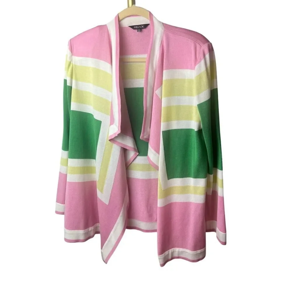 Misook Colorblock Draped Cardigan Women’s Petite Medium (PM) - Picture 3 of 6